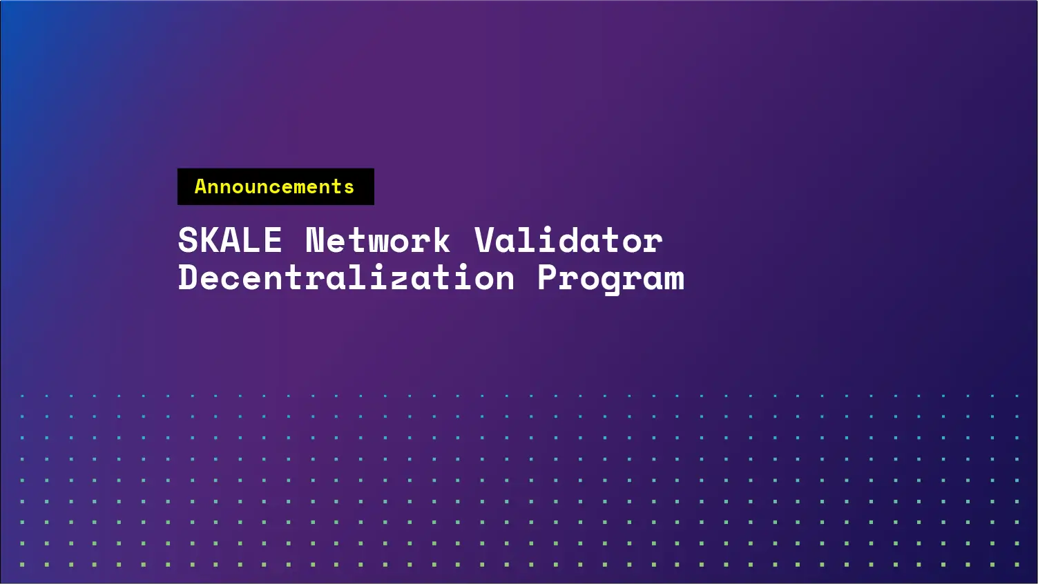 SKALE Network Validator Decentralization Program | SKALE