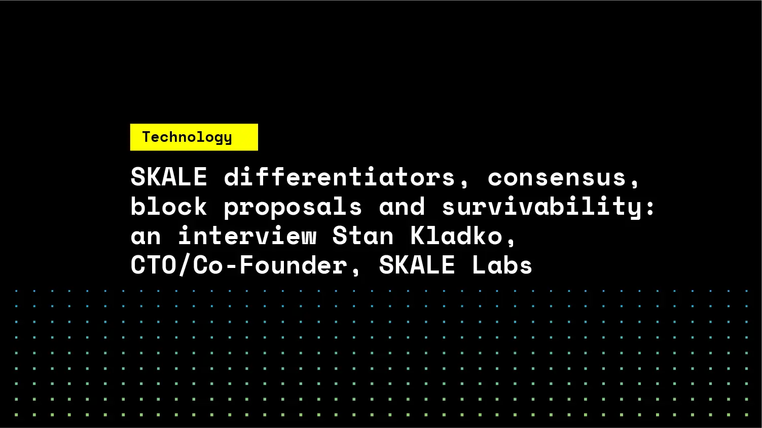 SKALE differentiators, consensus, block proposals and survivability: an interview Stan Kladko, CTO/Co-Founder, SKALE Labs | SKALE