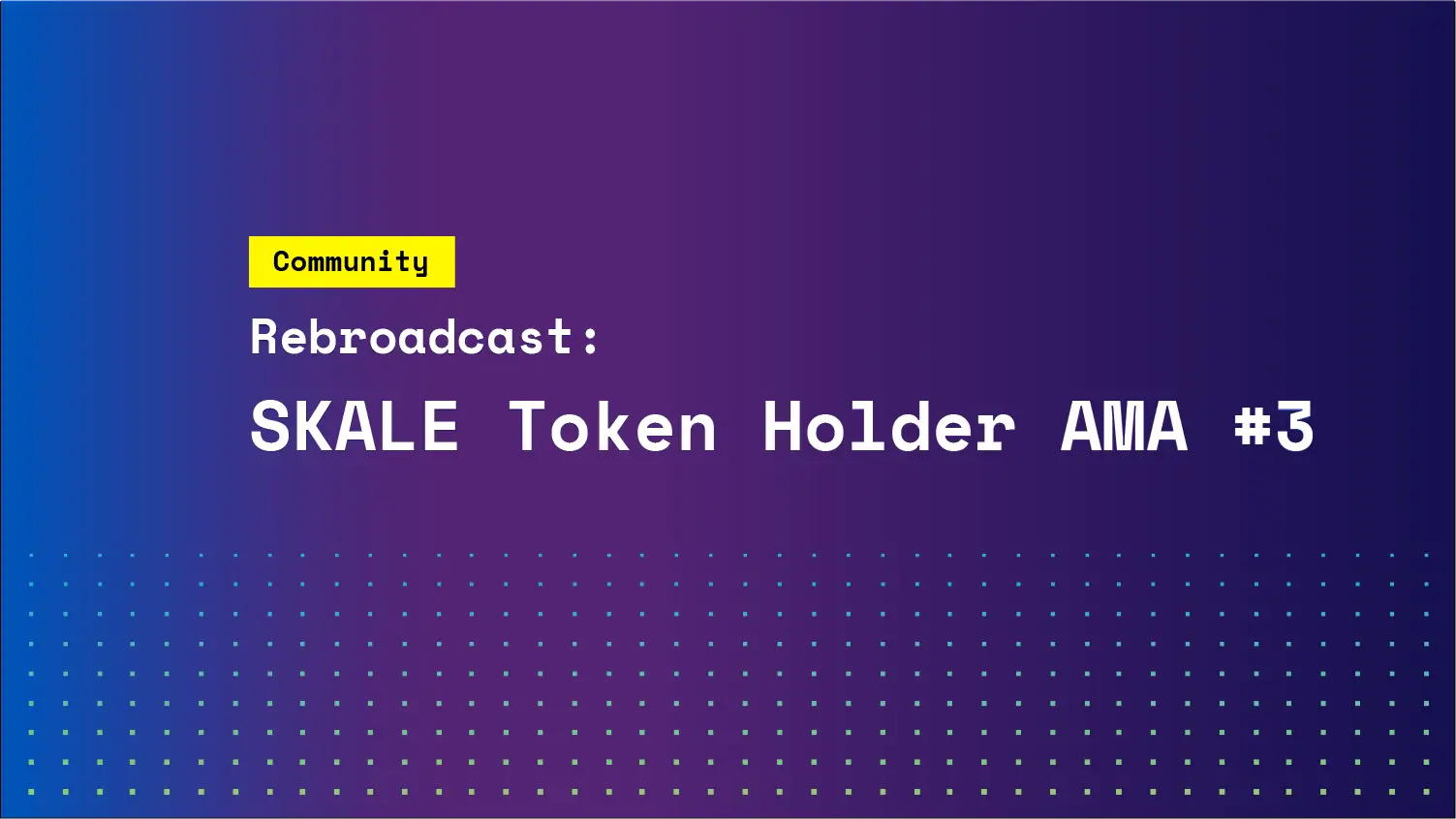 Rebroadcast: SKALE Token Holder AMA #3 | SKALE